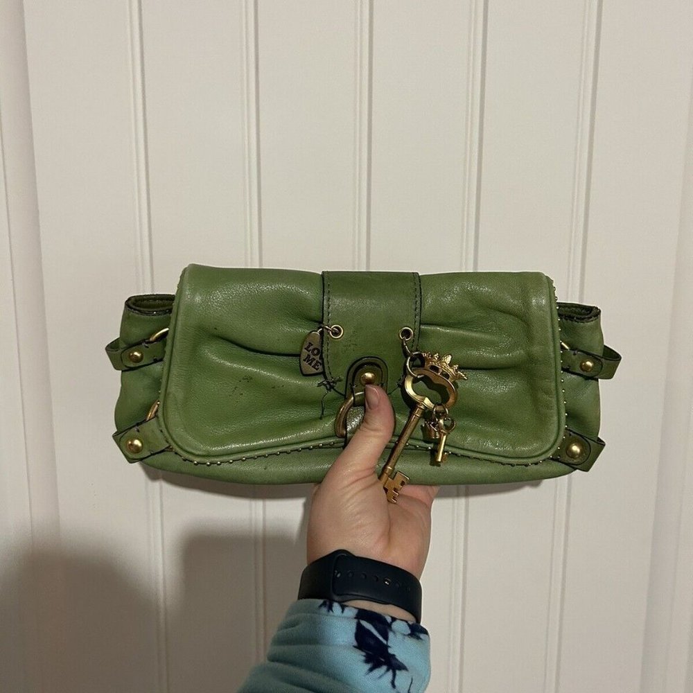Vintage Juicy Couture Clutch Bag Green Leather - Picture 14 of 14